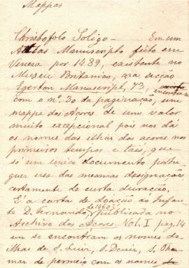 Apontamentos sobre o Atlas Manuscrito Christofolo Soligo