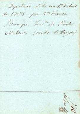1863 Deputado eleito por Vila Franca