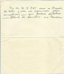 Anotação sobre carta enviada