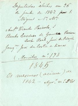 1842 Deputados eleitos em São e Santa Maria