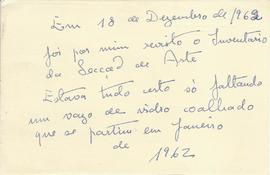 Inventário da Secção de Arte