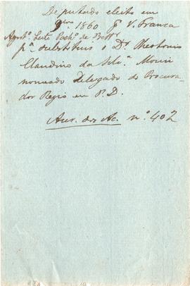 1860 Deputado eleito por Vila Franca