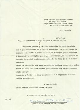 Peças de interesse a adquirir para a Secção de Arte