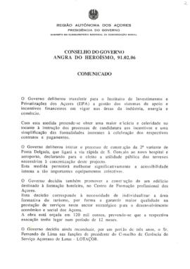 Comunicado do Conselho do Governo de 6 de fevereiro de 1991