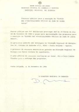 Concurso público para a execução do "Estudo das Potencialidades Eólicas da Ilha de Santa Mar...