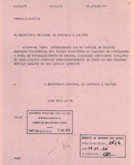 Aviso aos interessados sobre opositores ao concurso de professores ao nível de estabelecimento de...