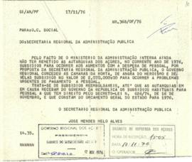 Comunicado sobre os subsídios atribuidos às Autarquias dos Açores.