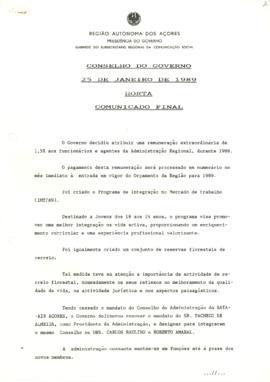 Comunicado do Conselho do Governo de 25 de janeiro de 1989