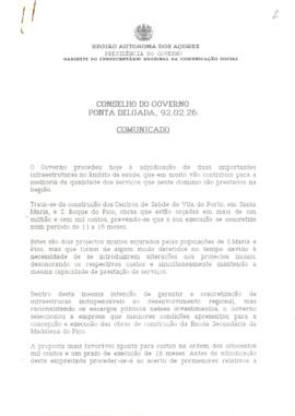 Comunicado do Conselho do Governo de 26 de fevereiro de 1992