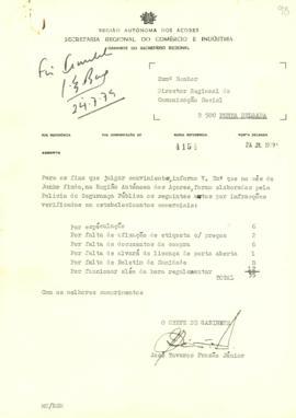 Comunicação dos autos elaborados pela Polícia de Segurança Pública, por infrações verificadas em ...
