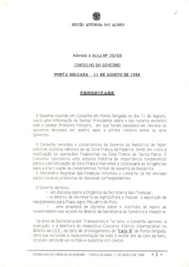 Comunicado do Conselho do Governo de 11 de agosto de 1988