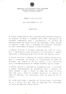 Comunicado do Conselho do Governo de 4 de dezembro de 1987