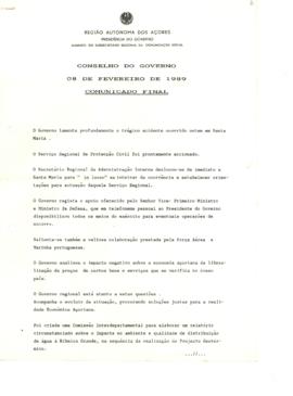 Comunicado do Conselho do Governo de 8 de fevereiro de 1989