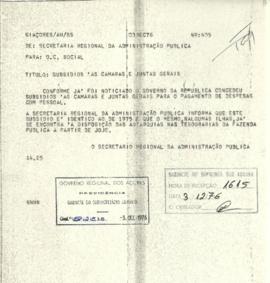 Notícia sobre os subsídios atribuidos às Câmaras e Juntas Gerais.