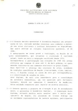 Comunicado do Conselho do Governo de 22 de setembro de 1987