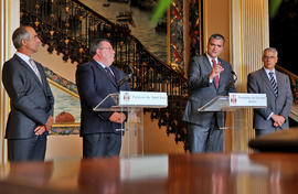 Declarações do presidente do Governo Regional aos meios de Comunicação Social,  após a reunião, c...