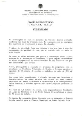 Comunicado do Conselho do Governo de 23 de julho de 1991