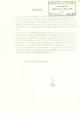 Considerações do Secretariado Executivo