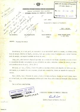 Comunicado da Secretaria Regional do Comércio e Indústria sobre poupança de energia durante as ho...