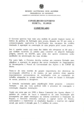 Comunicado do Conselho do Governo de 10 de setembro de 1991