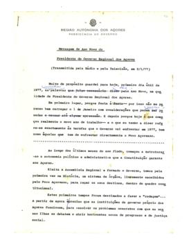 Mensagem de Ano Novo do Presidente do Governo Regional dos Açores