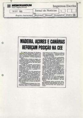 Madeira, Açores e Canárias reforçam posição na CEE