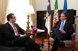 José Manuel Bolieiro, presidente da Câmara Municipal de Ponta Delgada, em audiência, com o presid...