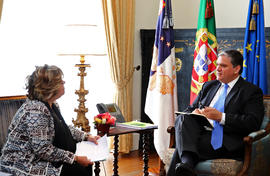 A líder regional do Bloco de Esquerda, Zuraída Soares, em audiência com o presidente do Governo R...