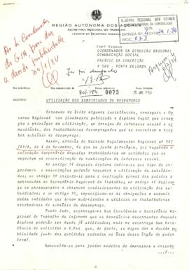 Ofício sobre utilização de subsidiados de desemprego