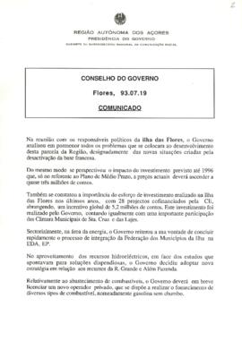Comunicados do Conselho do Governo dos dias 19 e 20 de julho de 1993