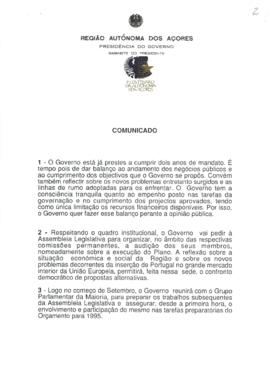Comunicado do Conselho do Governo de 18 de agosto de 1994