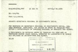 Criação de Grupo de Trabalho para estudo e estruturação da Comissão Regional do Ambiente nos Açores