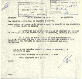 Aviso de início das aulas preparatórias, secundárias, técnicas e liceus.