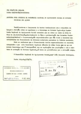 Nota oficiosa acerca das obras em curso na Ilha do Pico, de eletrificação, abastecimento de água ...