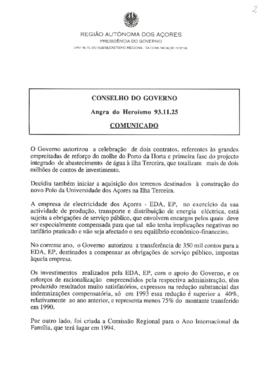 Comunicado do Conselho do Governo de 25 de novembro de 1993