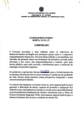 Comunicado do Conselho do Governo de 27 de janeiro de 1993
