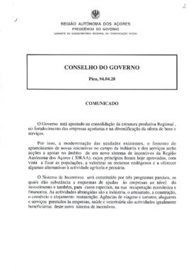 Comunicado do Conselho do Governo de 28 de abril de 1994