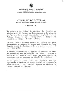 Comunicado do Conselho do Governo de 4 de julho de 1990