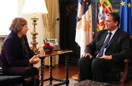 A presidente do Conselho Nacional de Educação, Ana Bettencourt, em audiência, com o presidente do...