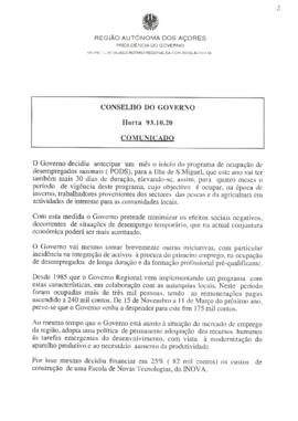 Comunicado do Conselho do Governo de 20 de outubro de 1993