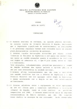 Comunicado do Conselho do Governo de 25 de junho de 1987