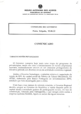 Comunicado do Conselho do Governo de 23 de agosto de 1995