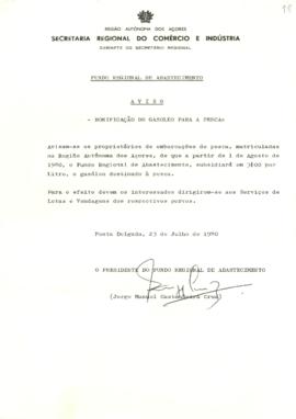 Aviso sobre bonificação do gasóleo para a pesca