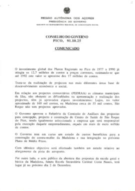 Comunicado do Conselho do Governo de 25 de outubro de 1991