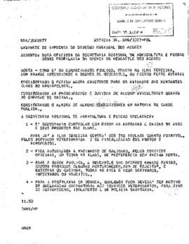 Nota oficiosa da Secretaria Regional de Agricultura e Pescas sobre profilaxia da doença de Newcas...