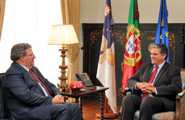 Francisco Coelho, presidente do Grupo Desportivo Comercial, em audiência, com o presidente do Gov...