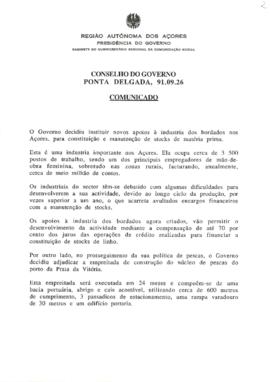 Comunicado do Conselho do Governo de 26 de setembro de 1991
