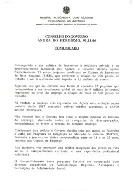Comunicado do Conselho do Governo de 6 de novembro de 1991