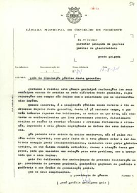 Ofício sobre rede de iluminação pública do Concelho do Nordeste