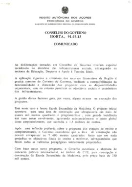 Comunicado do Conselho do Governo de 13 de março de 1991